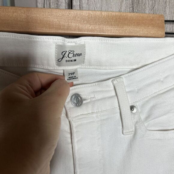 J. Crew Billie Denim Boot Crop Jeans Size 29 Petite White Color Raw Hem - Picture 2 of 8